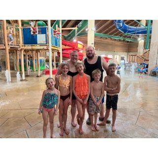 Kyle and I at the waterpark with our nieces and nephews 2022