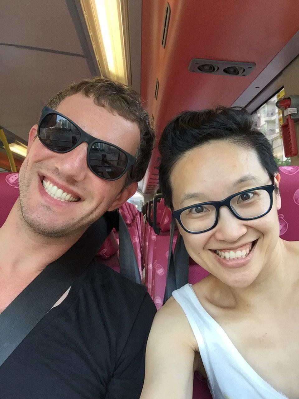 Hong Kong - on the top level of the popular double-decker buses