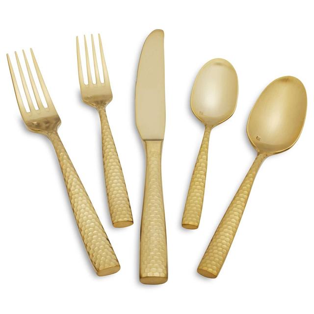 Fortessa Lucca Faceted Gold Flatware - 24 pieces