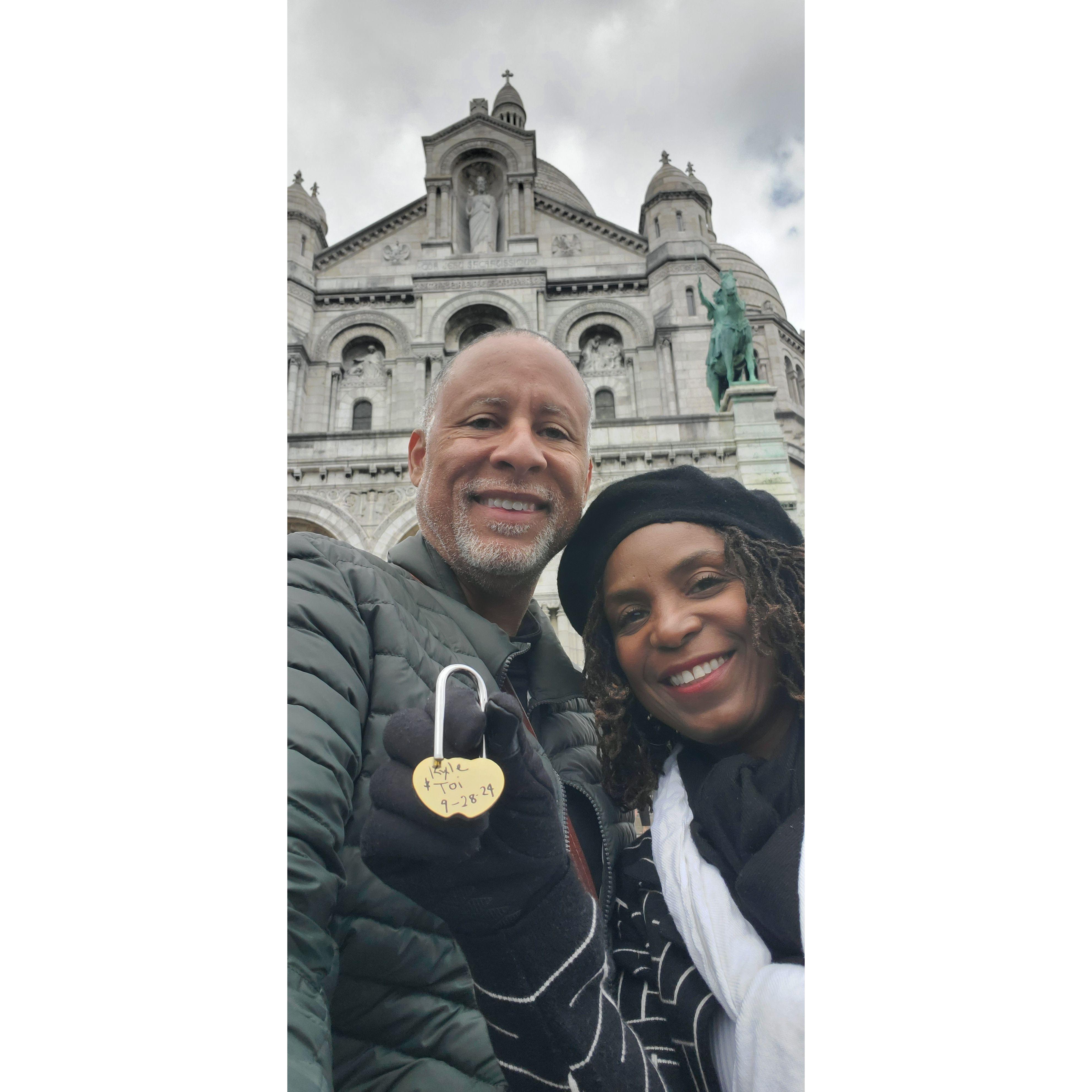 The Basilica of Sacré Cœur de Montmartre, in Paris, where we placed a lock representing our love.