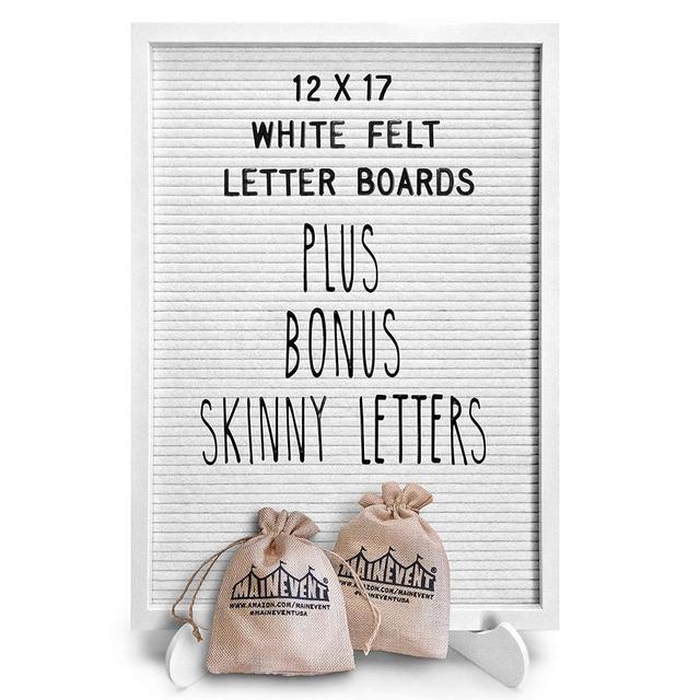 Letter Board Sign Skinny Felt Board Letters 12x17, Felt Letter Board Baby Announcement Boards Letters, Changeable Letter Boards Stand, Message Board Letters Sign Board All White Felt Letter Board