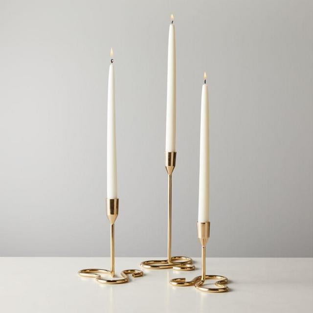 Motion Brass Taper Candle Holders Set of 3