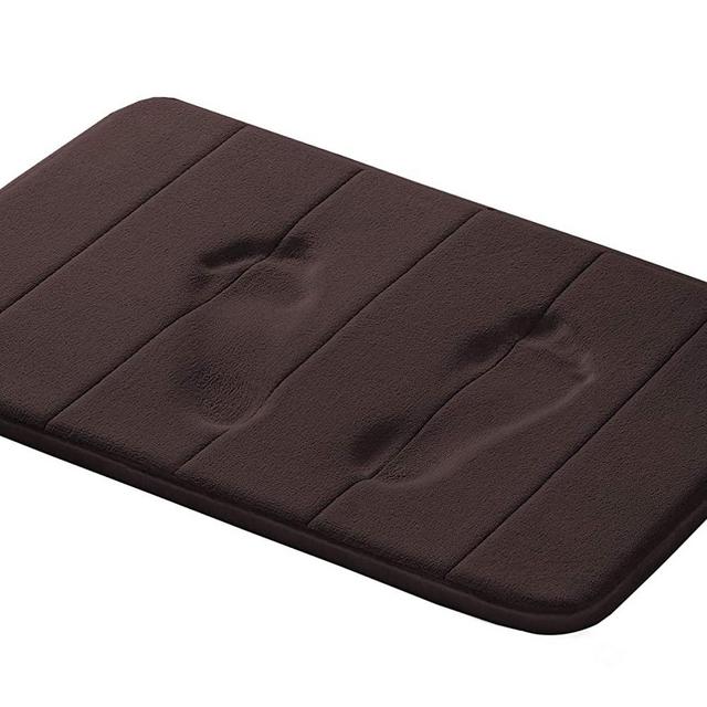 Flamingo P Soft Non Slip Absorbent Bath Rugs Bathroom Rug Set Memory Foam Bath Mats for Bathroom (Brown Striped Pattern, Size: W17 x L24)