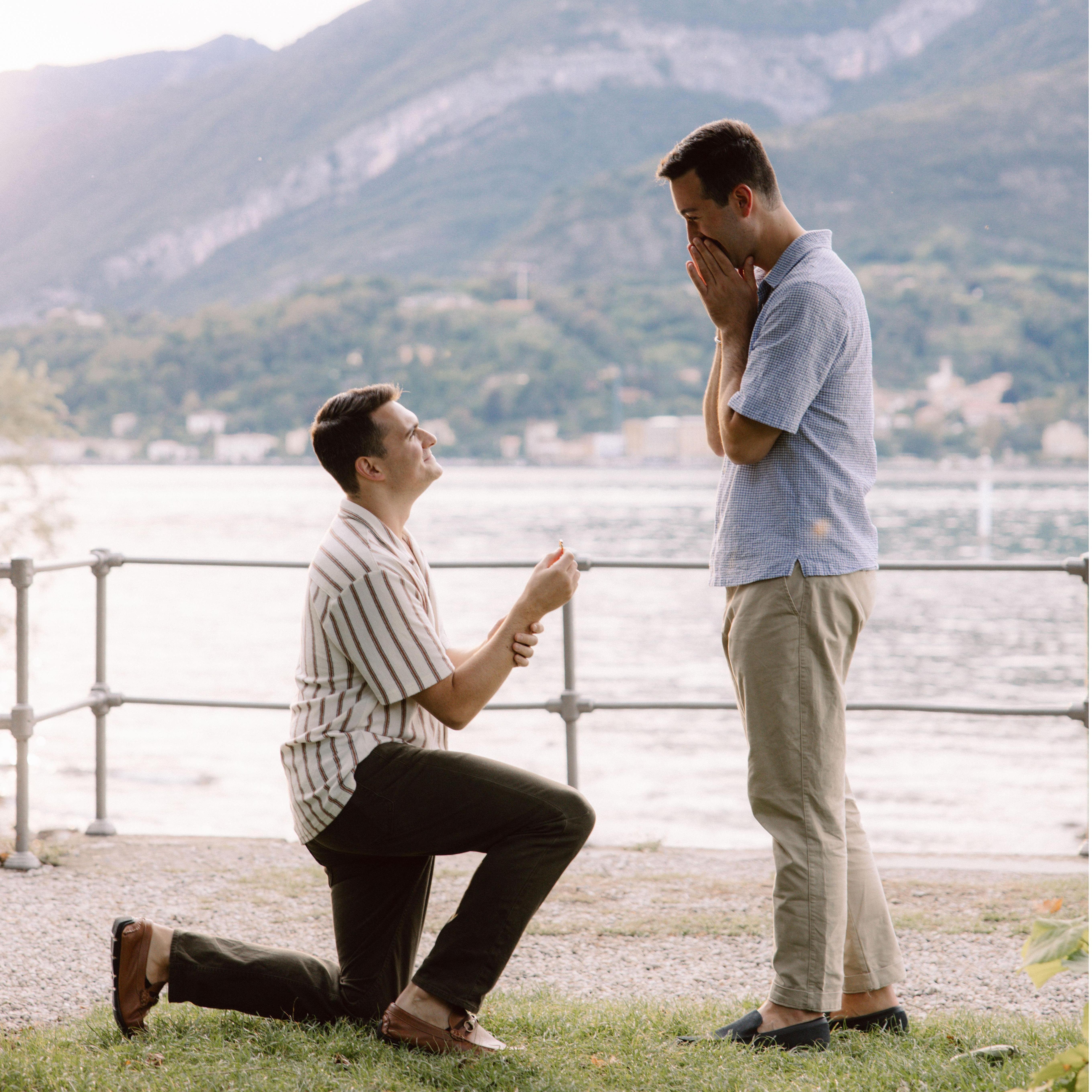 Although Vinny proposed to Justin in Venice, we just had to recreate the moment with our photographer in Bellagio on Lake Como!