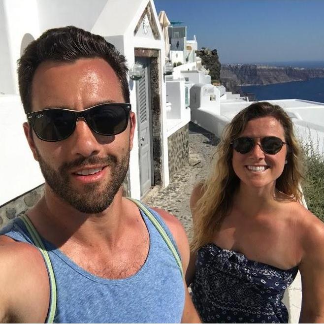 On a hike from Thira to Oia, Santorini, Greece. It was beautiful and scorching HOT!