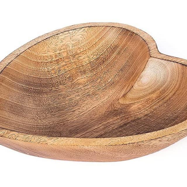 WitnyStore 10" Heart Shaped Bowl - Functional and Collectible Bowl - Handcrafted Wooden Bowl for Serving Candy Nuts Desserts Fruits or Accent Decor Perfect Gift for Any Occasion - 10" Brown