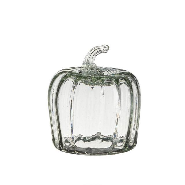 Recycled Glass Pumpkin Cloche, Clear, Mini, 4 x 4.5"