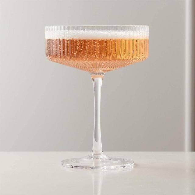 Vintage Art Deco Coupe Glasses - Tall Ribbed Coupe Cocktail Glasses 7 fl oz - Set of 4 - Crystal Cocktail Glassware for Champagne Classic Manhattan Goblet for Martini, Cosmopolitan, Sidecar, Daiquiri