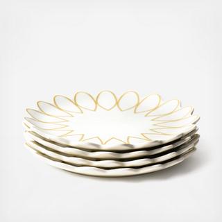 Deco Gold Scallop Salad Plate, Set of 4