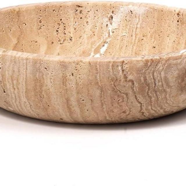 FNTSTICGOODS Travertine Decorative Bowls for Home Decor - Key Bowl for Entryway Table - Travertine Bowl for Kitchen Counter - Large Decorative Bowl - Organic Modern Home Decor Bowl - Centerpiece Bowl