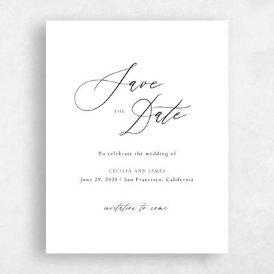 White Simple Wedding Save the Date - Seville Portrait