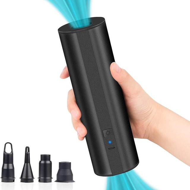 Electric Air Pump for Inflatables- 2×2000mAH Rechargeable Battery Powered Air Mattress Pump- Cordless Portable Air Pump, Quick-Fill Inflator Pump for Camping Air Mattress Bed, Pool Floats Toys, Boats