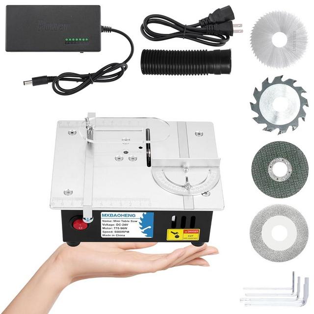 MXBAOHENG Mini Table Saw S3 Portable Precision Craft Table Saw, 1/2" Adjustable Cut Depth, Seven Speed Adjustable Power Supply, Small Hobby Table Saw for Miniature Wood Craft Cutting