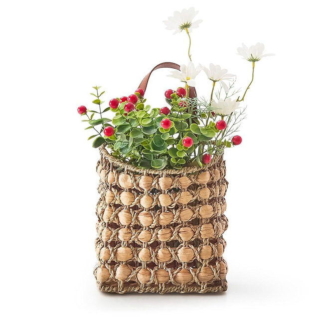 Wall Hanging Pocket Basket Portable Storage Basket Decorative Boho Mounted Organizer Dried Flower Plants Front Door Basket for Garden Farmhouse Home