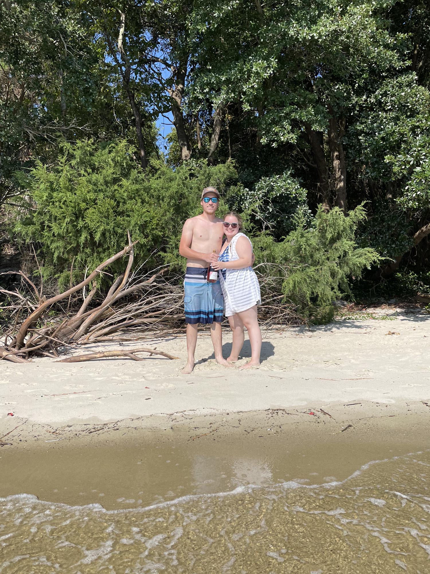 Popped some bubbly on the beach 🏖 💍
