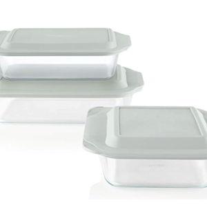 Pyrex Deep 3-Pack Glass Baking Dish Set (9"x13", 7"x11", 8"x8") With BPA-Free Lids, Rectangular Glass Bakeware, Dishwasher, Microwave, Freezer & Pre-Heated Oven Safe