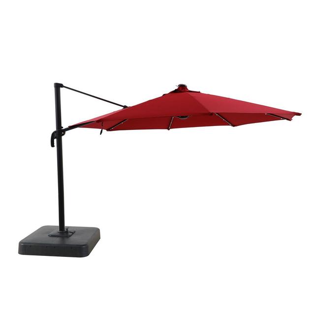 Everhome™ 11-Foot Round Offset Solar LED Cantilever Umbrella in Equestrian Red