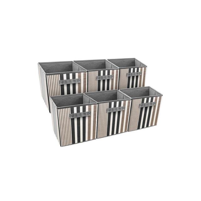 Sorbus 6pk Foldable Storage Cube Basket Bin Vertical Stripe Line Pattern Black