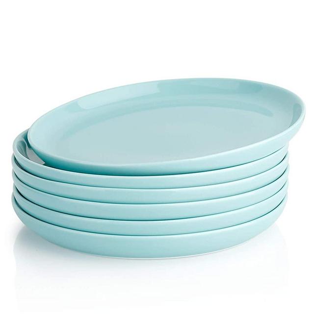 Sweese 155.602 Porcelain Round Dessert Salad Plates - 7.4 Inch - Set of 6, Turquoise