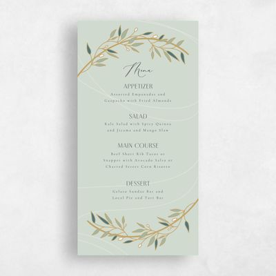 Light Sage, Green Wedding Menu - Stefana