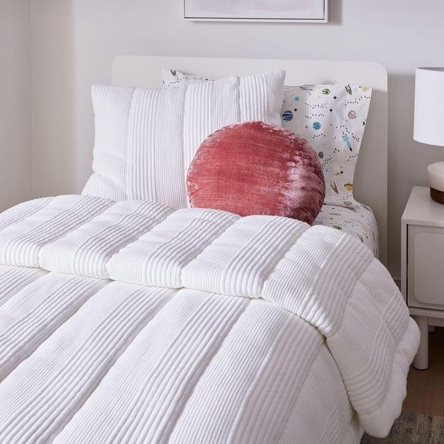 Jersey Linear Cloud Comforter, Full/Queen, White, WE Kids