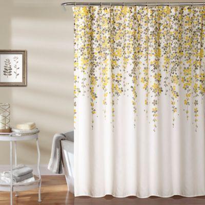 Weeping Flower 72-Inch Shower Curtain in Yellow/Grey