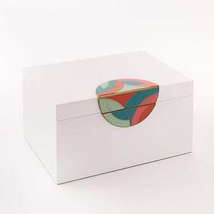 Colorblock Decorative Box, Large, White/Multi