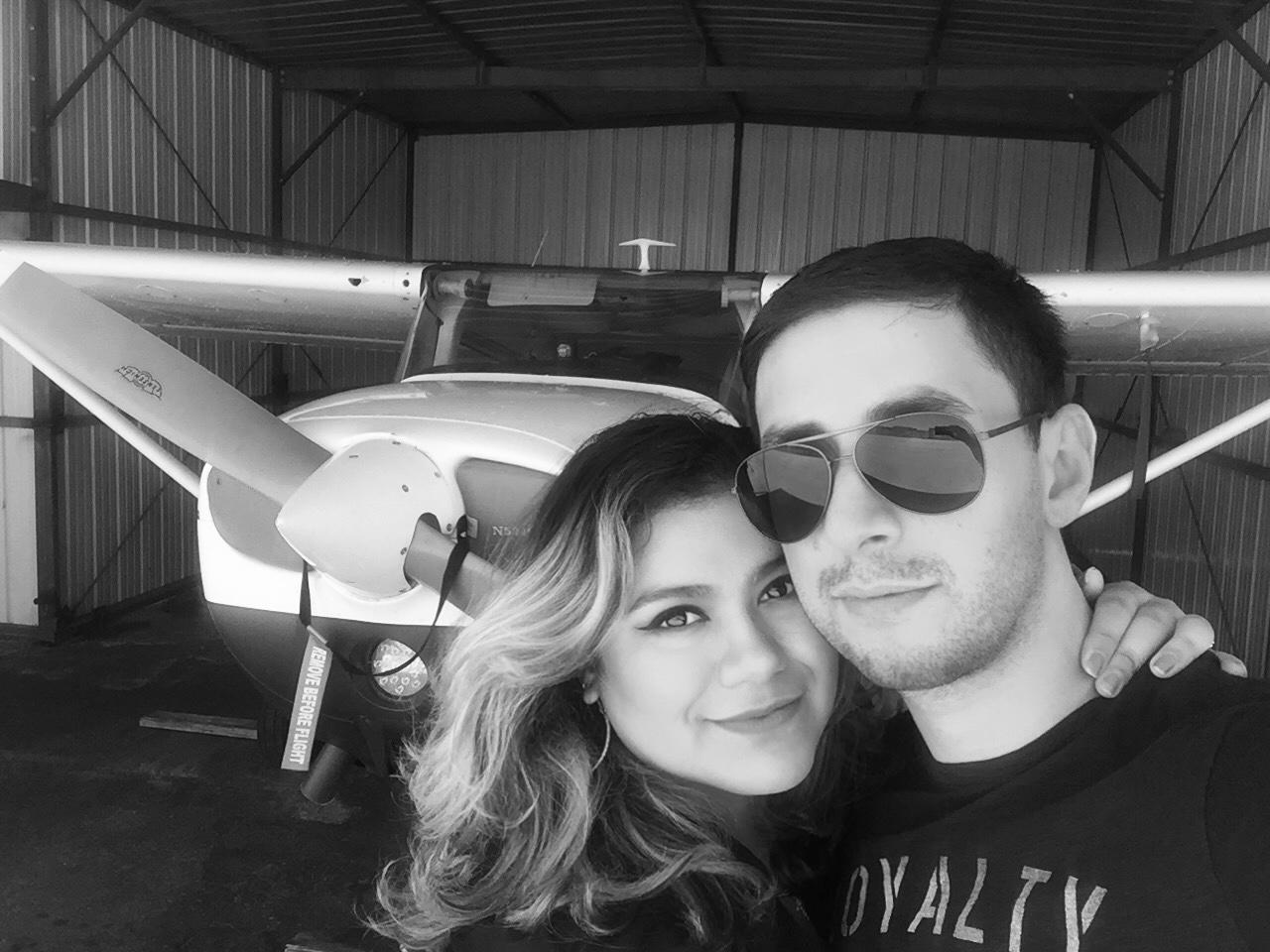 Miro taking me on a flight for the first time. It was scary because he was the one flying.