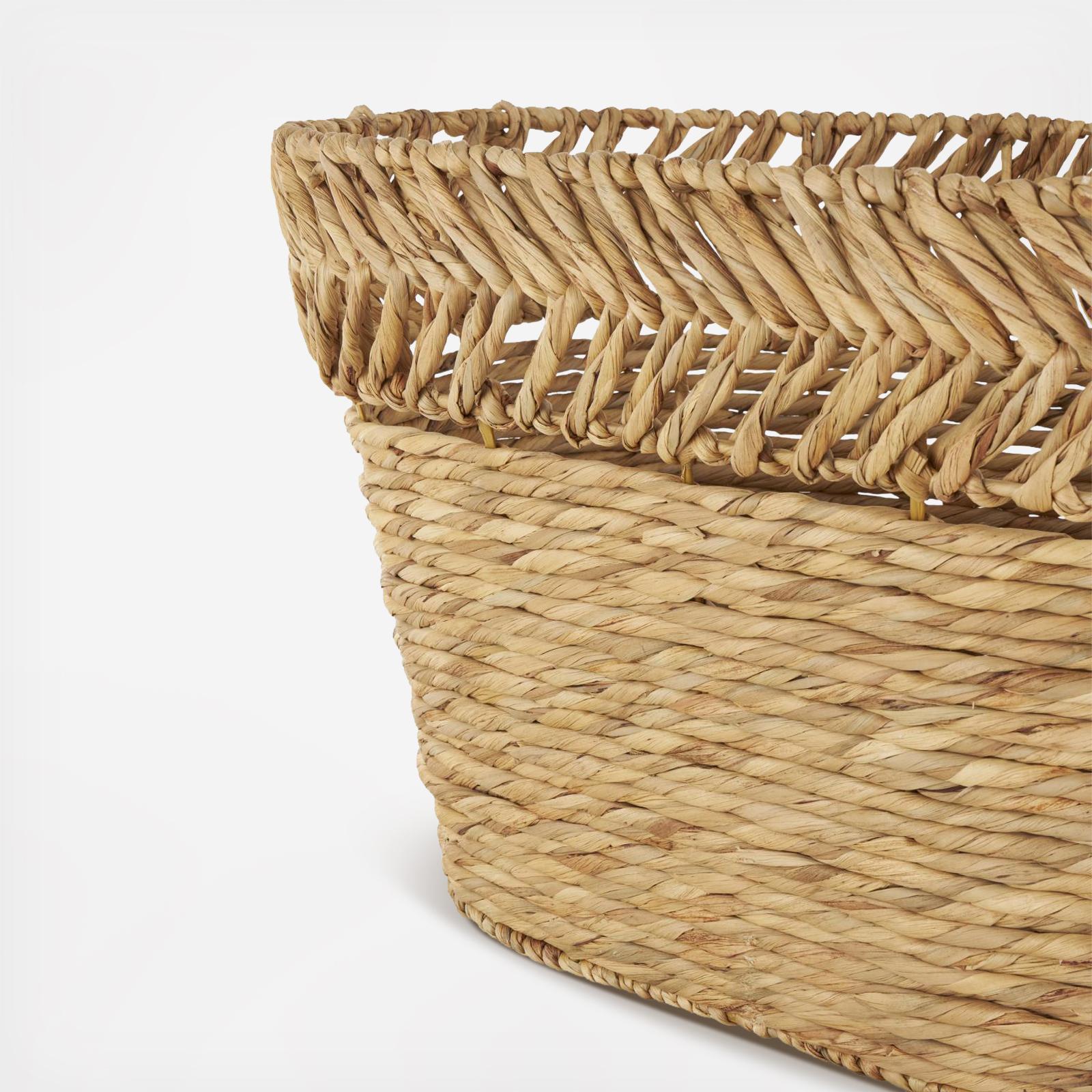 Tisbury Lane, Seagrass Large Woven Oval Storage Basket with Zig