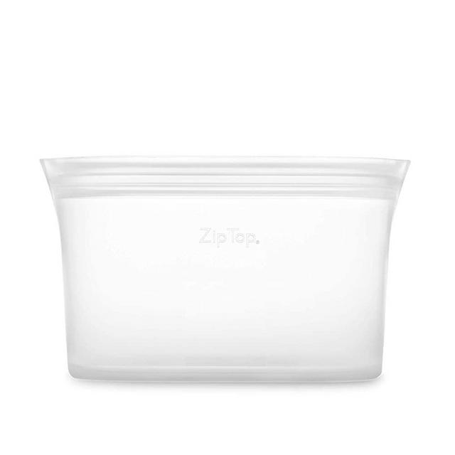 Zip Top Reusable 100% Platinum Silicone Containers - Large Dish - Frost