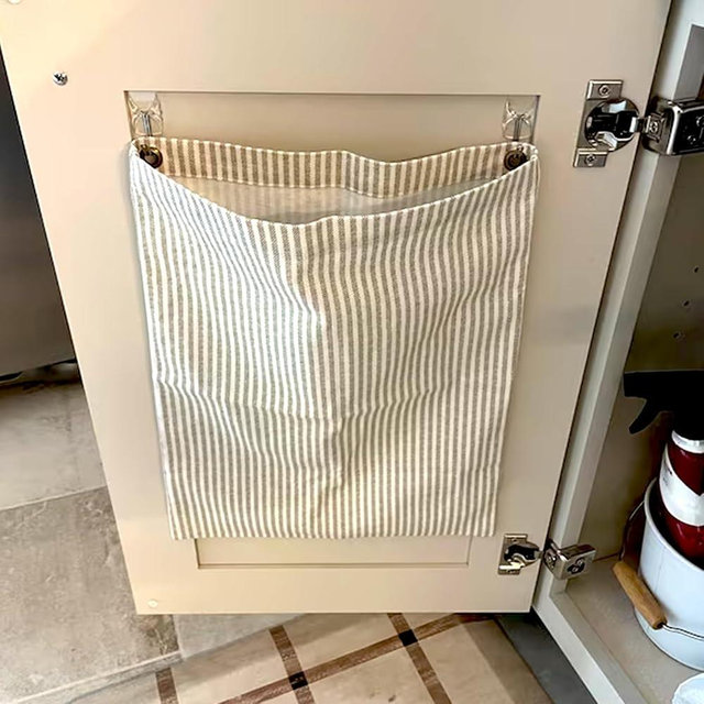 Cabinet Door Organizer Bag for Reusable Cloths[Hidden Storage][Space-Saving Keep Counters Clutter]Dish Towel Holder for Under Kitchen Sink, Bathroom, or Laundry