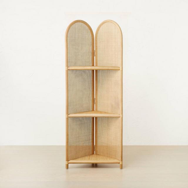 67" Anza Caned Corner Bookshelf Brown - Opalhouse™ designed with Jungalow