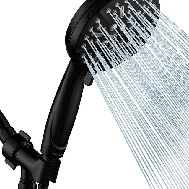 Matt Black Shower Head with Handheld Spray High Pressure-Multifunction Strong Flow Rain Massage Showerhead with Extra long Hose and Adjustable Overhead Holder – La Mejor Regaderas Modernas Para Ducha
