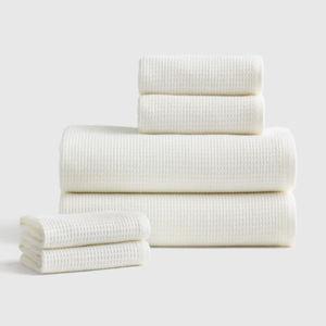 Turkish Waffle Terry Bath Towel Bundle in Ivory