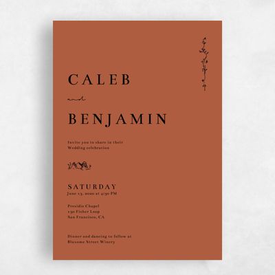 Burnt Orange Wedding Invitation - Rue Type
