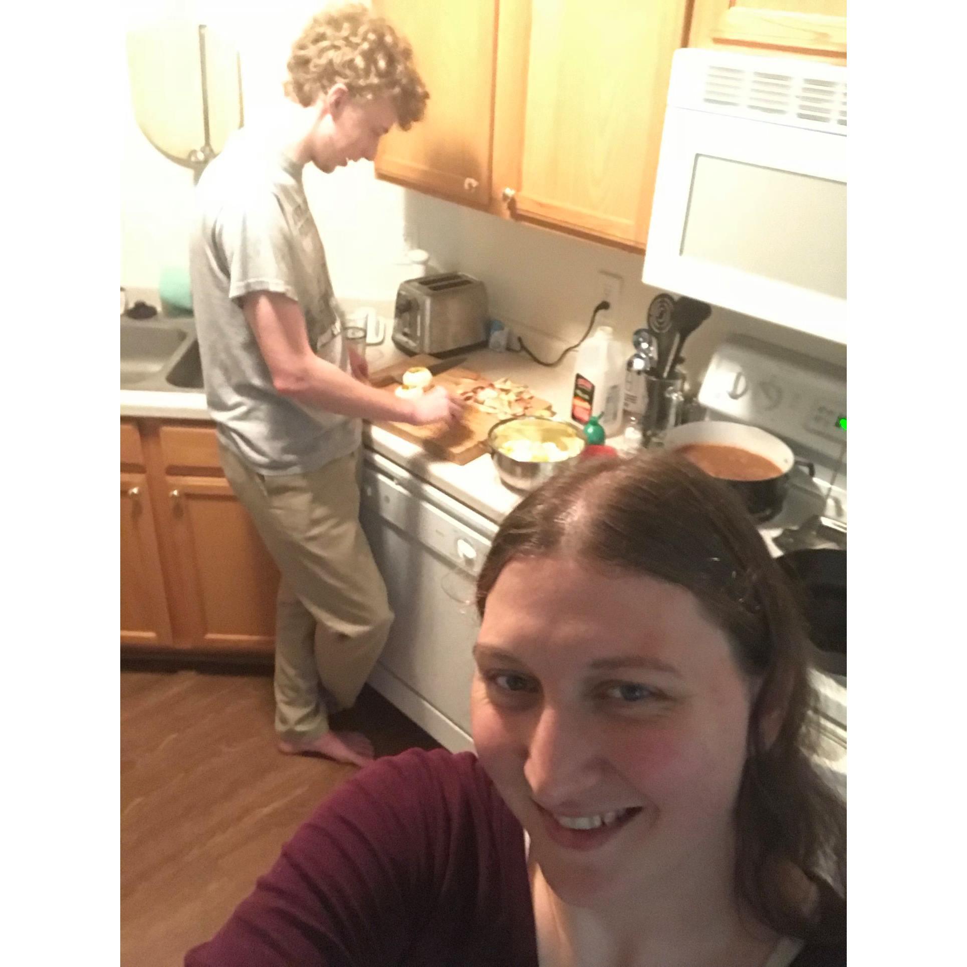 Josh cooking apple pie