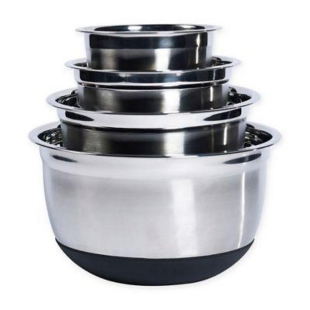 Tabletops Unlimited® 4-Piece Stainless Steel Mixing Bowl Set with Silicone Base