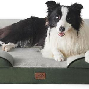 BEDSURE Orthopedic Bolster Dog Sofa Bed with Removable Cover, Dark Green, Large - Chewy.com