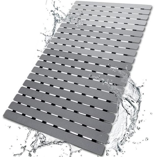 BEMISO Shower Mat Non Slip Bathtub Mat with Suction Cups and Drain Holes 27.5 x15.7 Inch Bath Mat for Tub & Shower.Easy Dry,Easy to Cut,Eco-Friendly
