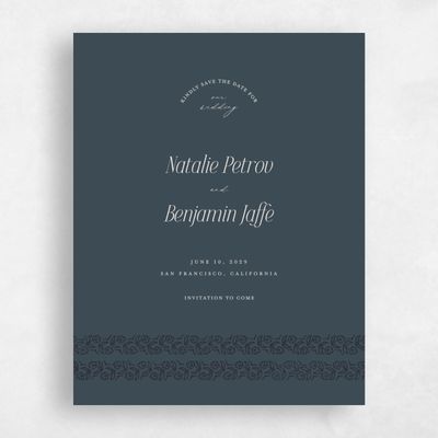 Navy Blue Wedding Save the Date - Sorsha Portrait
