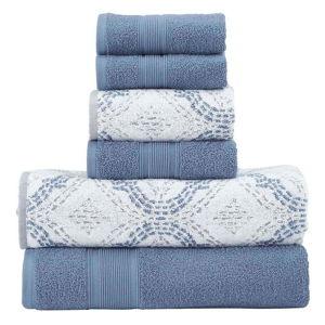 Modern Threads 6-Piece Capri Jacquard Towel Set - Color: Denim