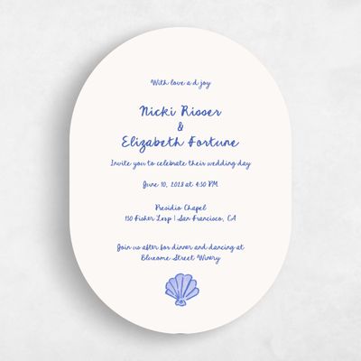 Blue Oval Wedding Invitation - Tenger Classic