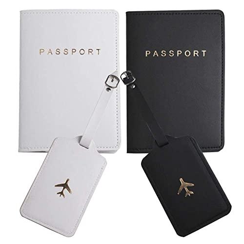 Snogisa Passport Wallets Travel Holder Set,Honeymoon gift, Slim Passport Case Covers and Organizer Slots Couple Travel Luggage Tags Passport Cover - Wedding Bridal Shower Gift