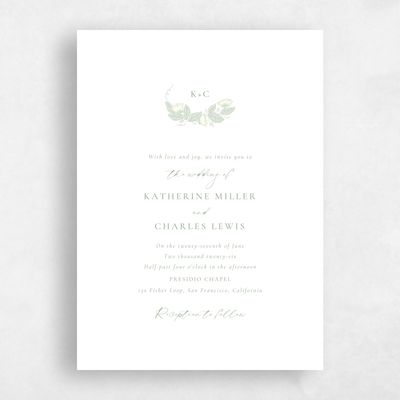 Bright Sage, Green Wedding Invitation - Bennett Portrait