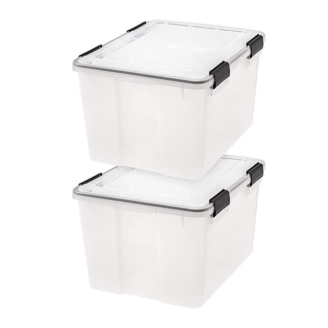 IRIS USA UCB-SD WEATHERTIGHT Storage Box, 46.6 Qt, Clear/Black, 2 Count
