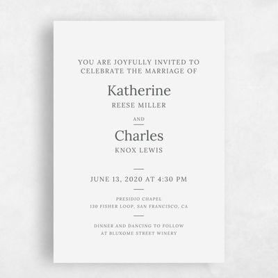 White Wedding Invitation - Stevens Classic
