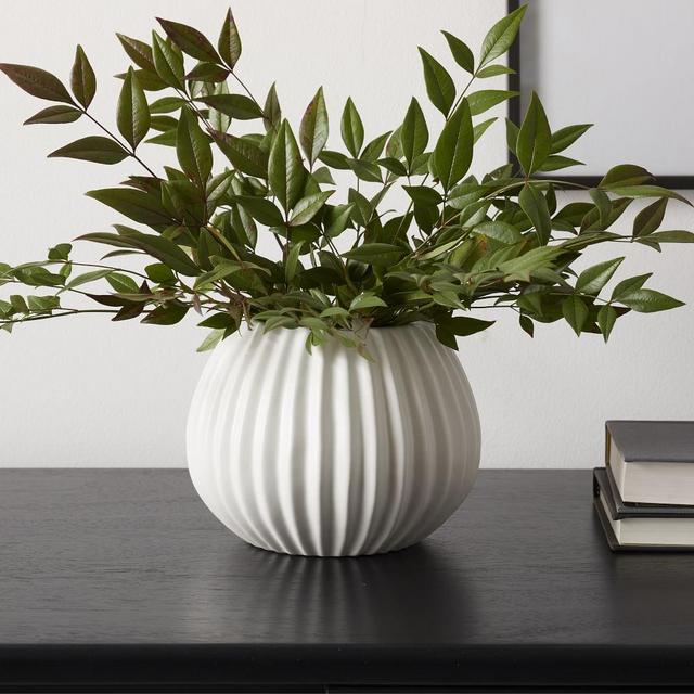Sanibel Textured Vase, White, Small Round