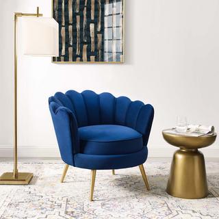 Admire Scalloped Edge Velvet Accent Armchair