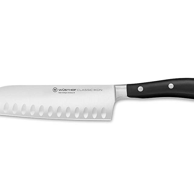 Wüsthof Classic IKON Santoku, 7-Inch, Hollow Edge, black (1040331317)