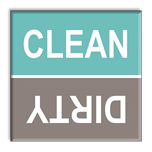 Guajolote Prints Clean Dirty Dishwasher Magnet Sign Indicator - Turquoise and Gray Beach Colors Style